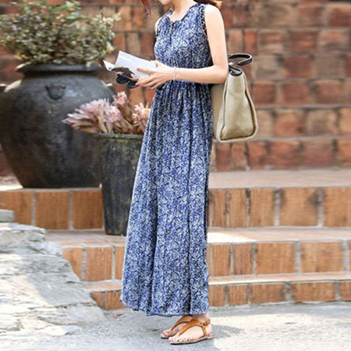 CC741  패턴 민소매 롱원피스
