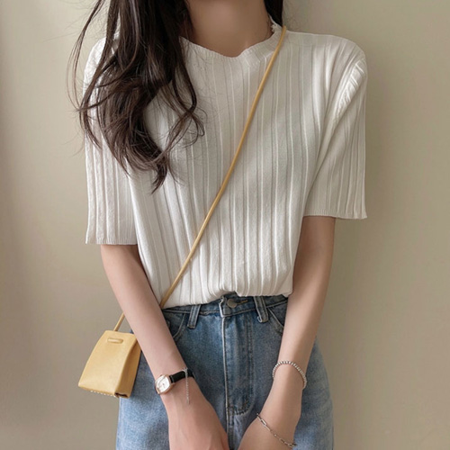 FD-0592  빅 골지 얇은 반팔 니트 